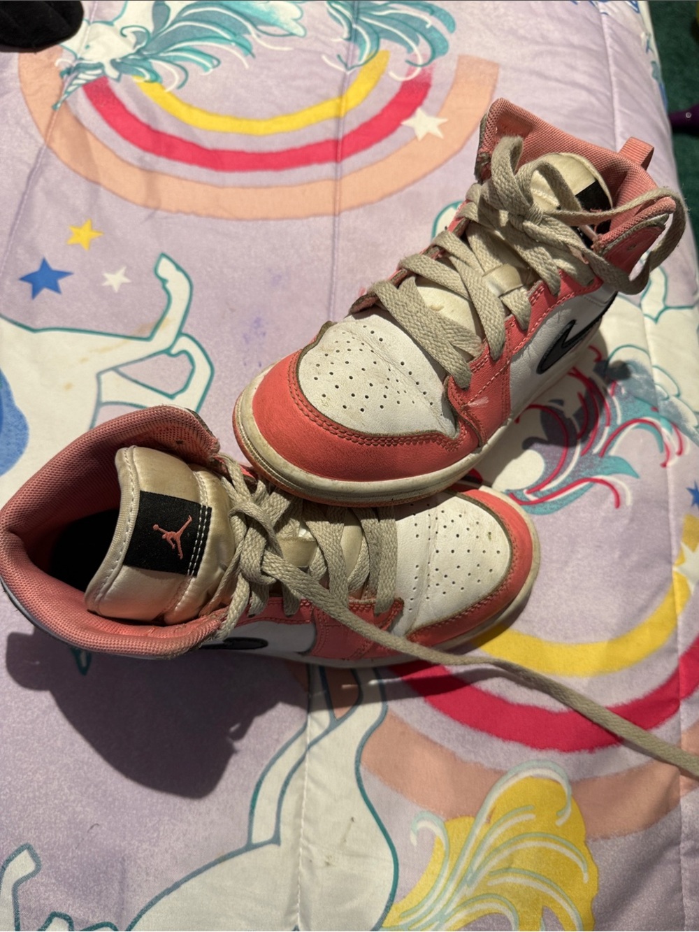 Jordan Kids High-Top Sneakers in Pink and White